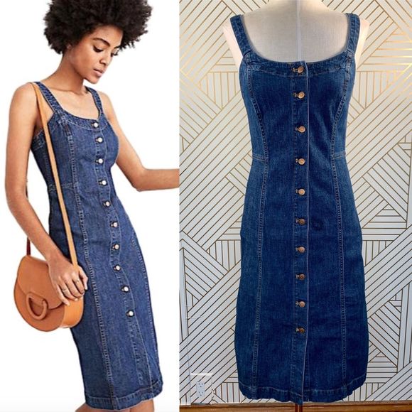 madewell denim button front dress